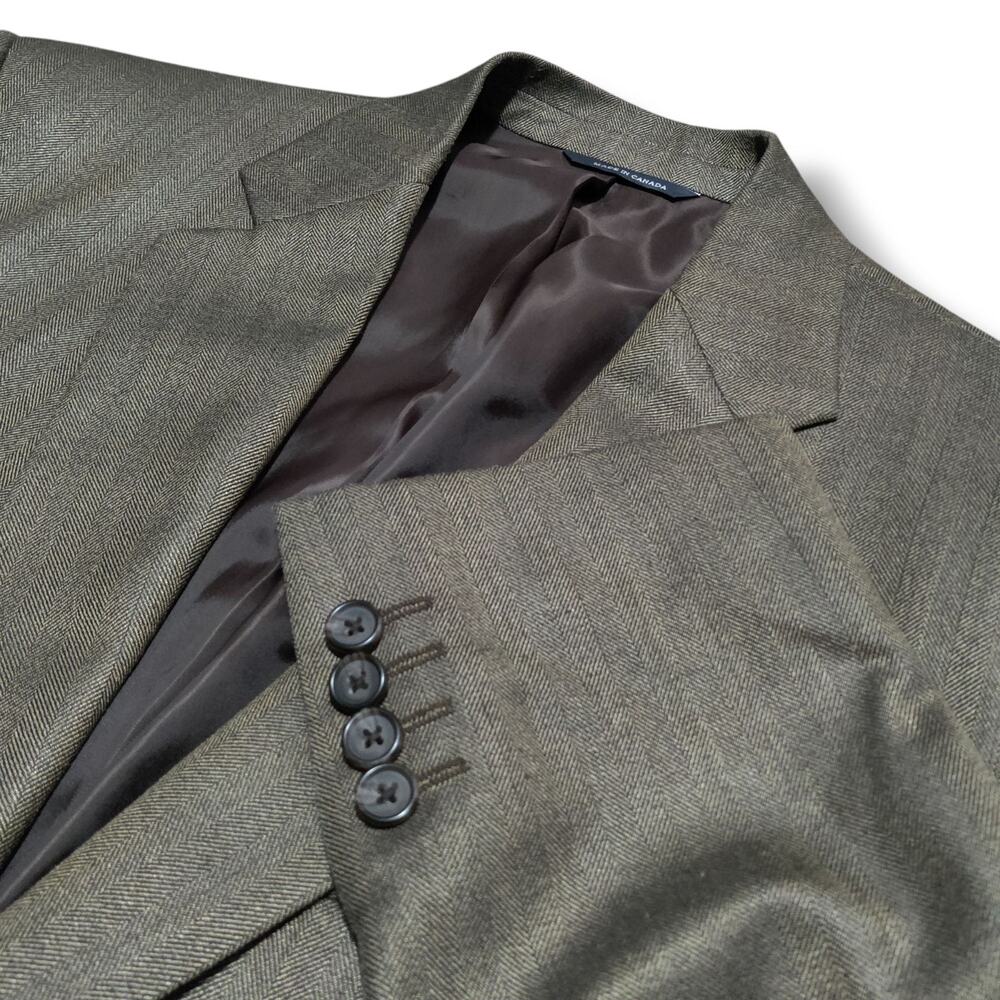Ralph Lauren Mens Herringbone Wool Silk Blazer Brown Sport Coat Jacket Size 42 L